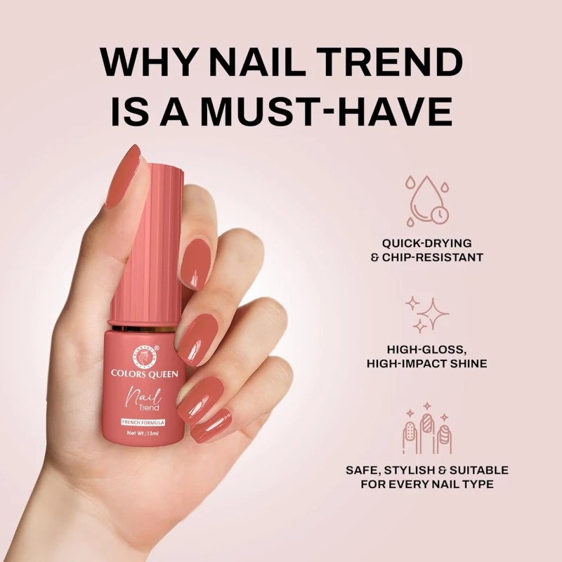 Colors Queen Nail Trend Glossy Nail Polish | Chip Resisting & Quick Drying Nail Paint with High Shine | 7 Toxin Free Formula | Vegan & Cruelty Free | Long Lasting & Vibrant Nail Paint for Women ( Light Orchid, 13ml) thumbnail 4